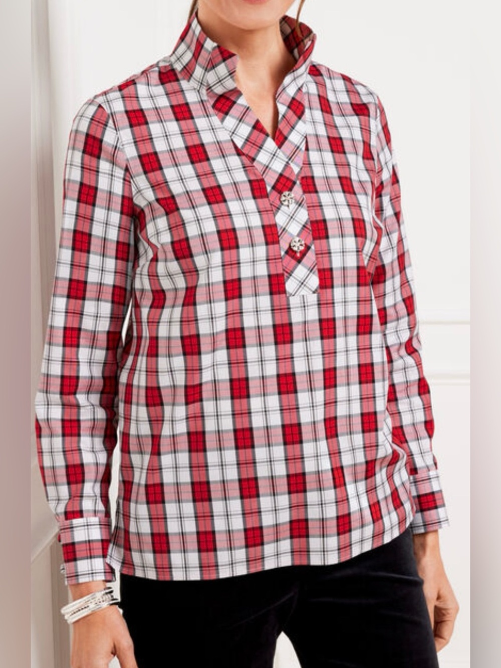 Talbots Women's Plaid Button Down Shirt size medium